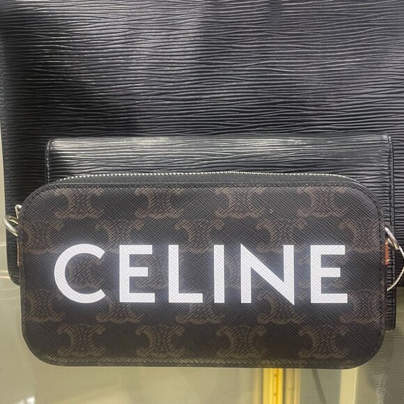 Horizontal pouch in Triomphe canvas with celine print - Picture 1 of 4